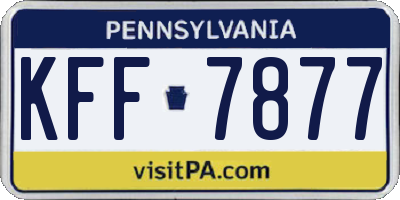 PA license plate KFF7877