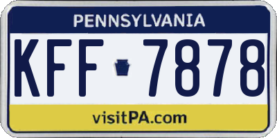 PA license plate KFF7878