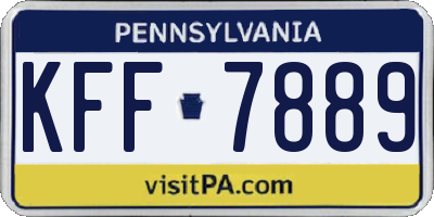 PA license plate KFF7889