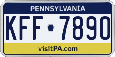 PA license plate KFF7890