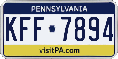 PA license plate KFF7894