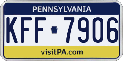 PA license plate KFF7906