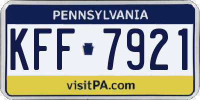 PA license plate KFF7921