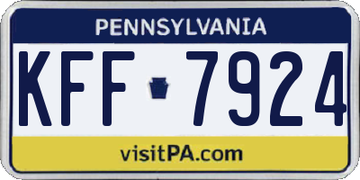 PA license plate KFF7924