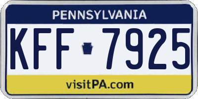 PA license plate KFF7925