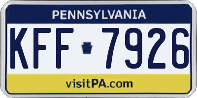PA license plate KFF7926