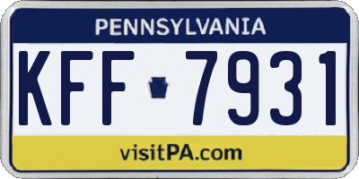 PA license plate KFF7931