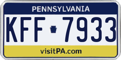 PA license plate KFF7933