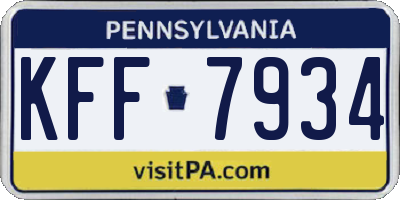 PA license plate KFF7934