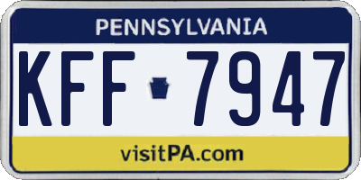 PA license plate KFF7947