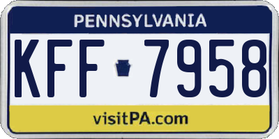 PA license plate KFF7958