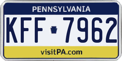 PA license plate KFF7962