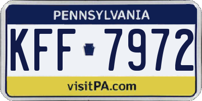 PA license plate KFF7972