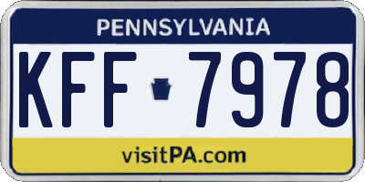 PA license plate KFF7978