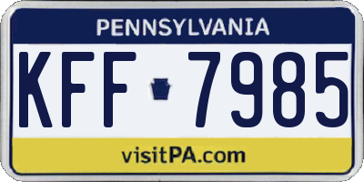 PA license plate KFF7985