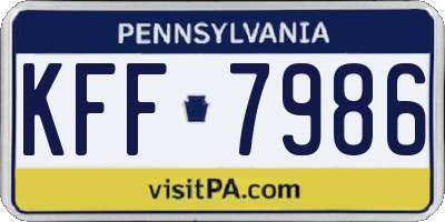 PA license plate KFF7986