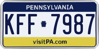 PA license plate KFF7987