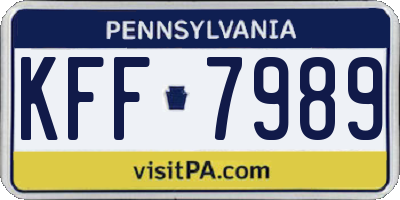 PA license plate KFF7989