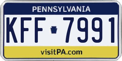 PA license plate KFF7991