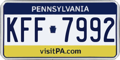 PA license plate KFF7992