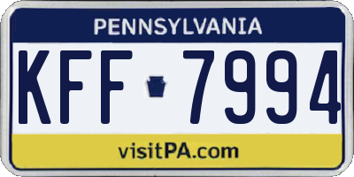 PA license plate KFF7994