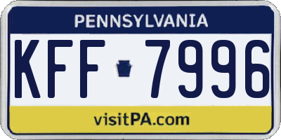 PA license plate KFF7996