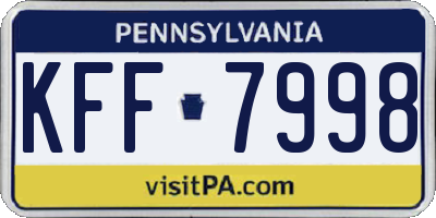 PA license plate KFF7998