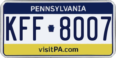 PA license plate KFF8007