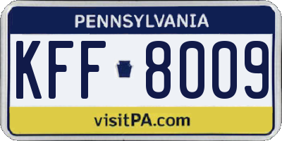 PA license plate KFF8009