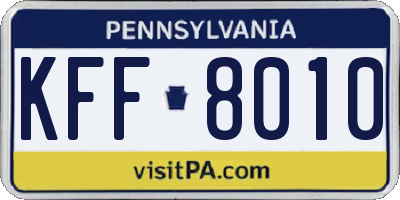 PA license plate KFF8010