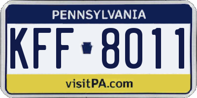 PA license plate KFF8011