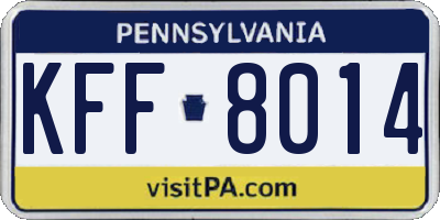 PA license plate KFF8014