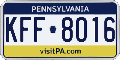 PA license plate KFF8016