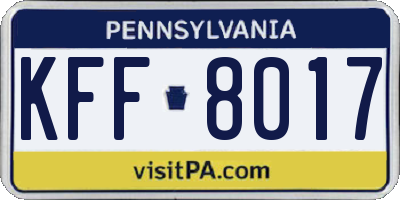 PA license plate KFF8017
