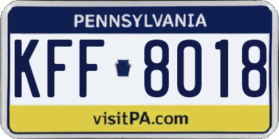 PA license plate KFF8018