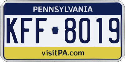 PA license plate KFF8019