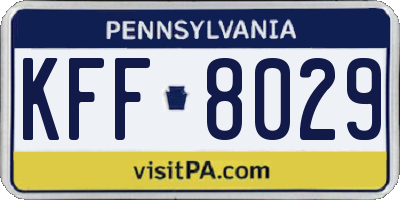 PA license plate KFF8029