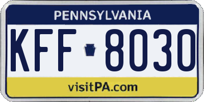 PA license plate KFF8030