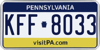 PA license plate KFF8033