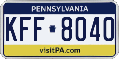 PA license plate KFF8040