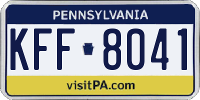 PA license plate KFF8041