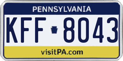 PA license plate KFF8043