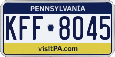 PA license plate KFF8045