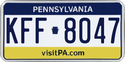 PA license plate KFF8047