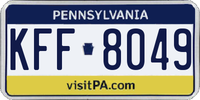 PA license plate KFF8049