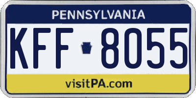 PA license plate KFF8055
