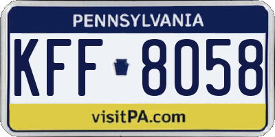 PA license plate KFF8058