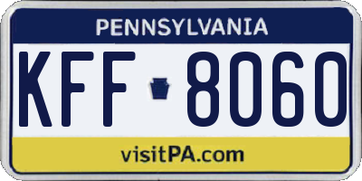 PA license plate KFF8060