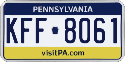 PA license plate KFF8061