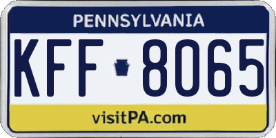 PA license plate KFF8065